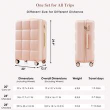 MERAX Luggage Set Of 3, Airline Certified Carry-On Luggage With Cup Holder, ABS Hard Shell Luggage With Spinner Wheels,Pink - Hồng - Xem 4