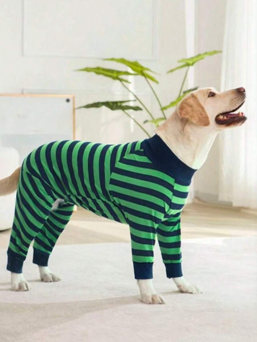 1 قطعة ملابس نوم/ملابس منزلية مطبوعة مرنة ناعمة ومريحة للكلاب الكبيرة، ملابس حيوانات أليفة للخريف/الشتاء