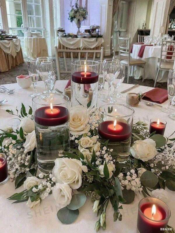 8 Stücke sehr große cremefarbene Schwimmkerzen, echte Schwimmkerzen, lange Brenndauer, rauchfrei, geeignet für Hochzeiten, Feiertage, Heimdekoration, Partys