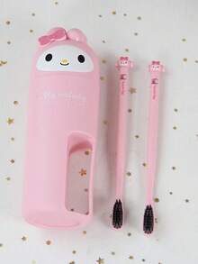 Sanrio 1 Hello Kitty Cute Cartoon Soft Bristle Portable Toothbrush With Storage Case, Deep Cleaning Effective, Compact Individual Packaging, Suitable For All, Great For Christmas And New Year Gifts