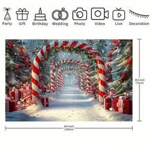 1 Christmas Holiday Background With Candy Cane Arch, Snow Scene, Red And White Striped Poles, Perfect For Home, Party, Event Decorations, Photo Shoots, Christmas Decorations, Birthday Parties, And Home Garden Courtyard Decorations. - Multicolor - View 6