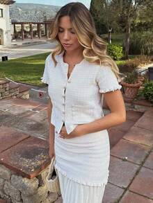 Áo khoác cardigan cho nữ, áo len mùa đông, áo cài nút, áo cardigan màu hồng nữ, áo len ngắn tay mùa hè dễ thương, áo khoác ngoài dệt kim, áo len crop top nữ, áo len đan. - Màu be - Xem 8