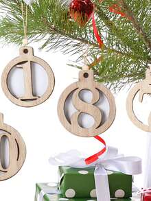 24Pcs Wooden Advent Calendar Tags, Classic Style Christmas & New Year Countdown Numbers 1-24, Manufactured Wood Christmas Tree Ornaments For Holiday Decorations, Christmas Decoration Hanging Pendants, Christmas Gift, Merry Christmas, Xmas Party Decor, Christmas Ornaments