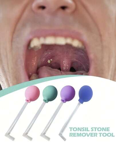 1PC Tonsil Stone Remover Tool Kit, Includes PVC Suction Ball, Oral Hygiene Suction, Cupping Tool, Rubber Tip Gum Stimulator