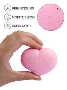 6/3/1 Vitamin C & Collagen Deep Cleansing Soap - Whitening Soap, Spot Fading Soap, Heart-Shaped Soap, Bath Soap, Pink Soap, Skincare, Facial Cleanser, Body Wash, Spot Removing & Brightening Soap, Suitable For Face, Bath And Cleaning, Handmade Soap, Rich Lather, Deep Cleansing And Moisturizing, Essential Oil Handmade Soap, Soap Net - Multicolor - View 6