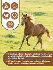GJYC PET Horse Mane & Tail Detangler Spray | Quick Detangle & Moisturize For Show-Ready Coats | 6.76 Fl Oz | Sericin & Panthenol Formula With Calendula Extract | Cruelty-Free, For All Horses