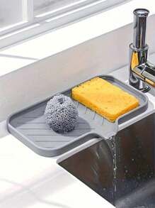 1 pieza Almohadilla de silicona para drenaje de fregadero de cocina, ideal para secar esponjas, paños de lavado de platos y mantener seca tu cocina, un artículo del hogar imprescindible, decoración del hogar, almacenamiento para fiestas y Navidad