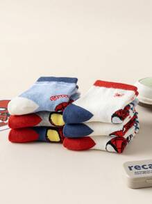 Marvel 6双儿童可爱超级英雄蜘蛛侠系列袜子男童中筒袜韩国卡通秋冬女童袜子儿童蜘蛛侠超级英雄人物袜子 - 彩色 - 查看 8