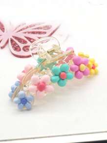 1 件糖果色 5 瓣花爪夹，甜美闪亮发爪发夹发夹发夹发夹发夹，海滩配饰秋冬发饰女士度假装扮女士