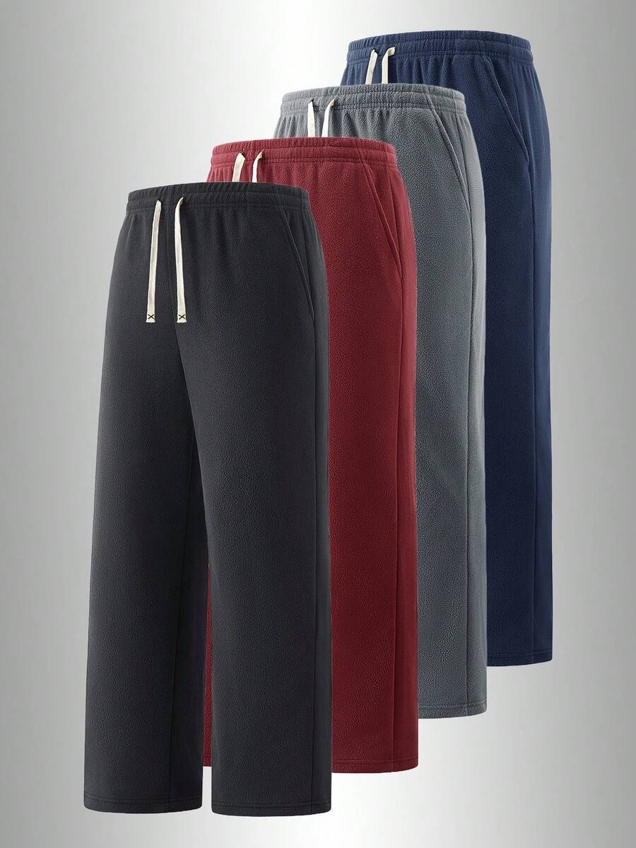 1件装男士抓绒慢跑裤 - 柔软保暖户外休闲运动裤，弹性腰带运动休闲裤，适合跑步、徒步、冬季穿着 - 黑色 - 查看 1