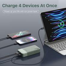 Juovi 移动电源便携式充电器，20000mAh 45W PD3.0 0c 4.0 快速充电电池组带 LED 显示屏，2 个 USB-C，2 个 USB-A 适用于 15 号手机，黑色适合夏季假期户外旅行/露营和应急备用移动电源，适合送给家人、朋友、生日的礼物 - 綠色 - 查看 4