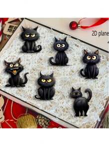 10 piezas de adornos colgantes de madera con diseño de gato negro, adornos navideños de madera hechos a mano con patrones de gato negro, decoraciones artesanales para Navidad, Halloween, Acción de Gracias - Ideales para fiestas, cumpleaños, fiestas temáticas, celebraciones de Año Nuevo