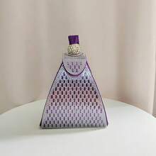 Fashionable And All-Matching Triangular Small Bag With Diamond-Encrusted Handbag Dinner Bag For Ladies And Ladies With Diamond-Encrusted Spherical Decoration Suitable For Parties And Parties. No Mobile Phones - Purple - View 2