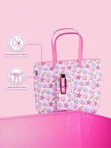 Meoky Tote Bag with Front Pocket and Zipper, Waterproof Shoulder Bag with Water Bottle Holder, Fits Laptop, Tumbler with Handle and Straw, Perfect for Daily Use, School, Travel, Work, and a Creative Gift Idea for Women - 粉色 - 查看 5