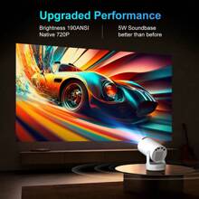 HY300 Smart Android 11 Mini Manual Focus Projector, Compatible With Apple & Android | Supports 4K/1080P, WiFi6 And Bluetooth 5.0, Portable Home Cinema With Auto Horizontal Correction, Suitable For Outdoor Movie Projection In Low Light (White, EU Plug) - White U Europe - View 6