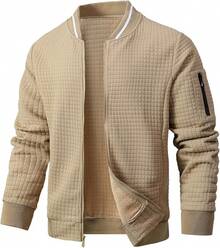 Mens Casual Lightweight CoatChristmas MQ4K - 卡其色 - 查看 1