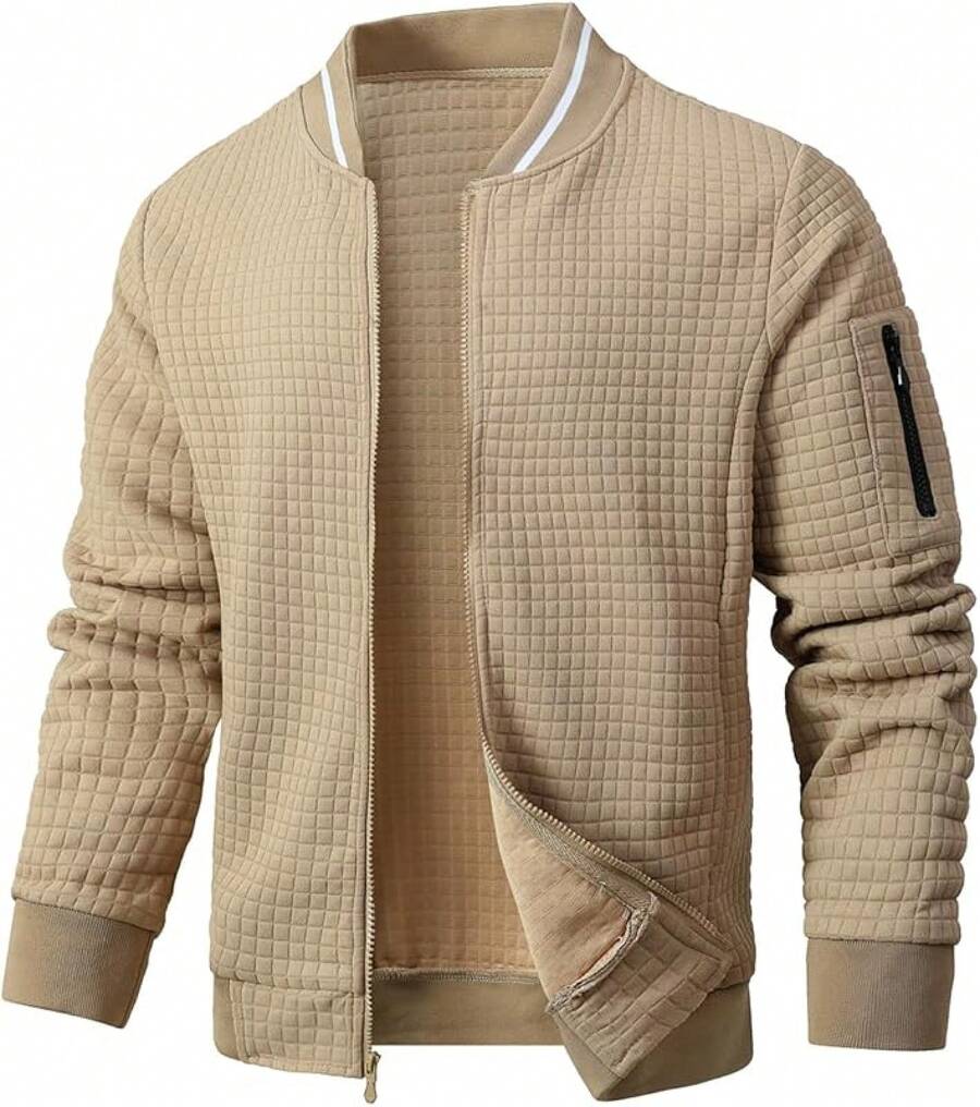 Mens Casual Lightweight CoatChristmas MQ4K - 卡其色 - 查看 1