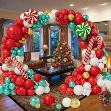 144 piezas Conjunto de globos navideños - Globos de caramelo rojos, blancos y dorados para decoración de fiestas