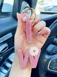 闪亮水钻字母钥匙扣 - 幸运水晶吊坠，闪亮合金饰物，适用于包包和背包 - 生日和特殊场合的完美礼物，钥匙链环包包背包饰物汽车挂件女士女孩礼物，钱包和手提包配件，字母表首字母 A-Z - 彩色 - 查看 28