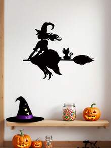 CIF BUY Decoración de pared de metal de una bruja misteriosa bailando con mariposas. Acabado negro elegante, perfecto para Halloween y decoración durante todo el año. Agrega una atmósfera gótica encantadora a cualquier espacio, adecuado para la decoración del hogar moderno, la decoración familiar, la decoración de la habitación, la decoración del dormitorio.