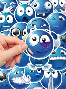50张卡通蓝豆MEME贴纸滑板吉他行李笔记本电脑剪贴簿装饰创意贴纸 - 彩色 - 查看 4