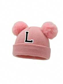 1pc Personalized Infant Knit Hat, 26 Letter Knitted Cap For Toddlers & Children, Handmade Skull Cap For Baby Girls, Suitable For 0-3 Years Old Daily Wear