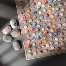 Planet Fantasy Glossy 3D Cartoon Nail Art Stickers, Waterproof Polyurethane Self-Adhesive Nail Decals With Glitter, Round Shape, Single Use, For Plastic Surfaces - 彩色 - 查看 5