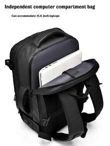 男士旅行背包，功能性笔记本电脑隔层单肩包，女士商务旅行背包，大容量书包，可扩展户外背包 - 深灰色 - 查看 7