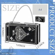 Women Poker Card Evening Clutch Purse Casino Vegas Novelty Purse Hearts Bags Playing Cards(Black,Of Hearts) - 紅色 - 查看 8