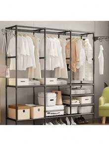 Double/Triple/Quadruple Clothes Rack Open Concept Clothes Organizer Modern Wardrobe - Nhiều màu - Xem 3