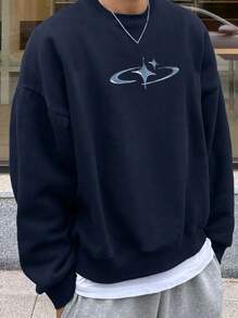 Men Graphic Print Drop Shoulder Sweatshirt, Fall