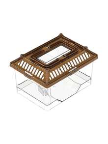 1pc Small Turtle/Fish Tank With Handle And Lid, Suitable For Hermit Crab Keeping - Multicolor - View 9