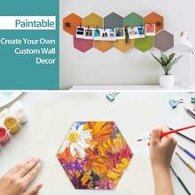 1 cái/2 cái/4 cái/8 cái/16 cái Tấm bần lục giác sáng tạo tự dính, Tấm bần, Gạch bần, Bảng trưng bày - Màu be - Xem 7