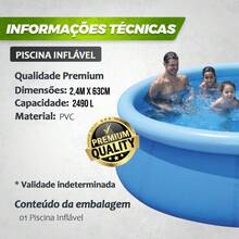 Piscina Inflável 2490 Litros Infantil Grande Redonda Quintal - Multicolorido - Visão 5