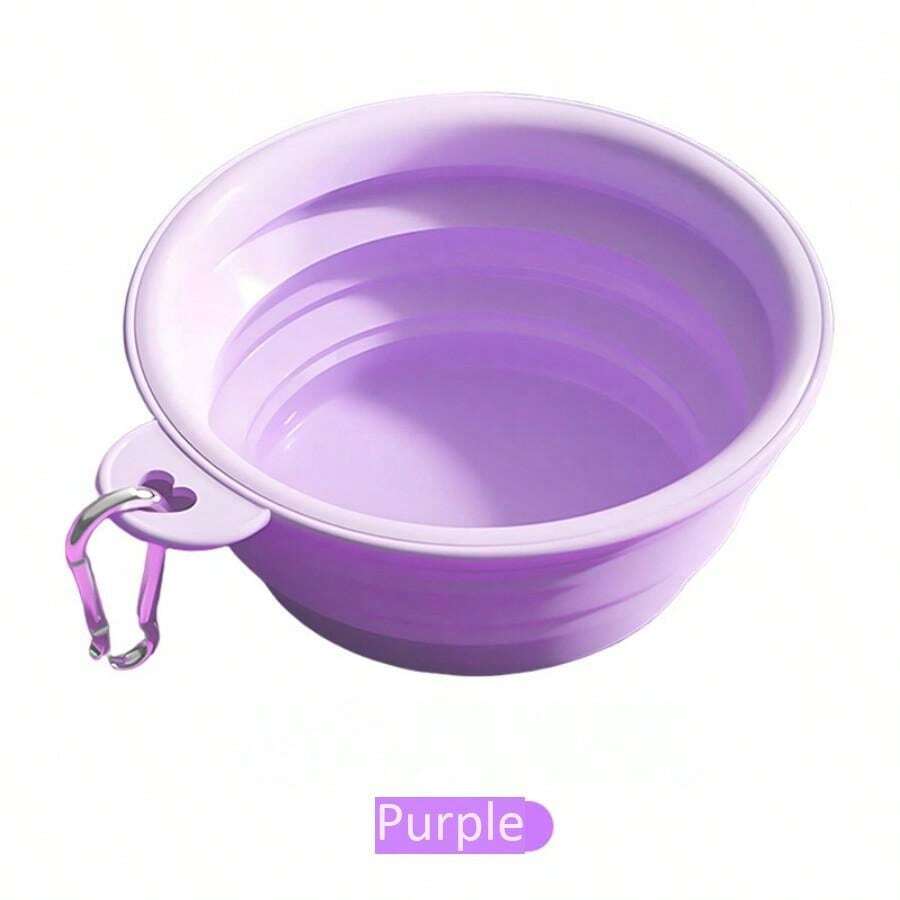 Collapsible Bowls, 2 Pack Water Bowls For Cats Dogs, Portable Pet Feeding Watering Dish For Walking Parking Traveling With 2 Carabiners (,Blue,Green) - 紫色 - 查看 1