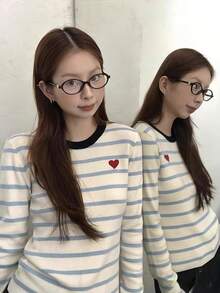 Sweater Rajut Bergaris Berkualitas Tinggi untuk Wanita, Atasan Berlapis yang Pas Badan, Gaya Manis & Pedas, Cocok untuk Musim Dingin, Natal, dan Festival Musim Semi - Biru - View 5