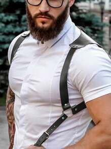 Fashion Men's Backpack, PU Leather Texture, Gothic Style Body Shaping, Easy To Match With Jeans, Daily Essentials