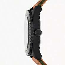 Fossil Fossil Men's Quartz Watch With Black Dial And Olive Leather Strap, Simple And Casual, Fashionable For Daily Dates And Work. LE1136