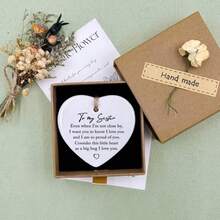 1 szt./5 szt. Uścisk dla wyjątkowej siostry, ceramiczny prezent przyjaźni, potraktuj to małe serduszko jak wielki uścisk, ceramiczna ozdoba, tabliczka/znak w kształcie serca