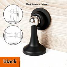 1/2 Pairs Of Powerful Magnetic Door Stops, Magnetic Door Stops For The Bottom Of The Door, Magnetic Door Stops, Double-Sided Tape, Matte Black Decorative Door Stops, Made Of Noise-Reducing Silicone, Easy To Install Without Drilling.