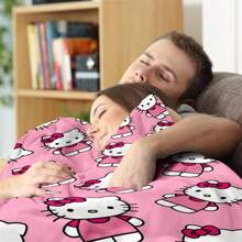 Sanrio Hello Kitty Decke, Hello Kitty Decke für Bett, rosa Hello Kitty Decke, Kuromi Überwürfe für Sofa, kann als Raumdekoration, für Camping verwendet werden, Hello Kitty Artikel. Der weiche und flauschige Flanellbezug wird Sie angenehm und gemütlich warm halten
