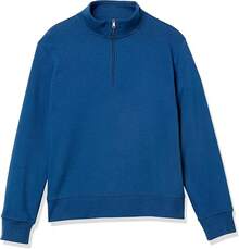 Men's Long-Sleeve Quarter-Zip Pullover Fleece Sweatshirt, Style - Teal Blue - View 8