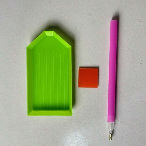 3 Stücke Diamant-Malerei Werkzeug-Set: Diamant-Malerei Stift + Kleber + Tablett