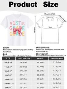 Young Girls & Boys First Grade Theme Cotton Graphic Tees, Back To School Clothes Girls, Black Summer Shirts With Colorful Typography, Gift For First Day Of School, Round Neck Short Sleeve T-Shirt,  Fashion Style Girls/Boys School Clothes 3Y-13Y - 白色 - 查看 4