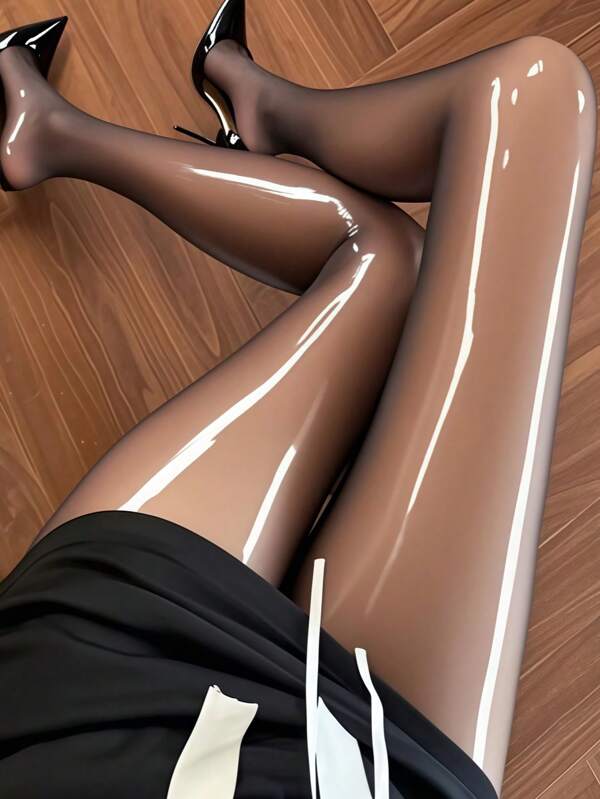 1 pieza Leggings brillantes, sedosos y sexys tipo Aurora para mujer, encantadores y elegantes medias para damas