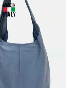 意大利制造，手工真皮托特包，通勤休闲两用软皮单肩包，容量大，时尚宽敞。休闲实用，适合女性和大学生，是办公室、大学、高中、工作、商务和通勤的理想选择。 - 藍色 - 查看 6