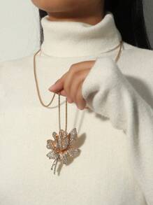 1 件全新歐美風格精緻滿鑽水鑽貓頭鷹吊墜項鍊時尚百搭女式長鏈