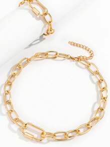 1 Set de Joyería Minimalista con Collar de Cadena Hueca y Pulsera, Elegante y Versátil para Mujeres