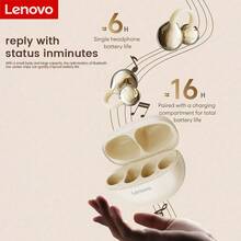 Lenovo Earbuds TA410 Wireless Earbuds TWS Ear Clip Type Earphone Bluetooth 5.4 Touch Control Long Battery Life With Mic EarClip - one-size - View 7