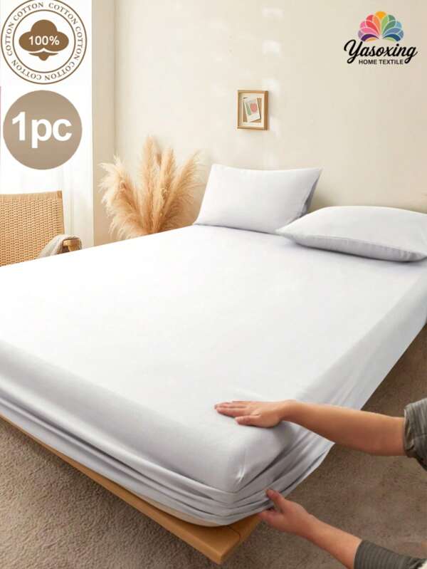 1 pezzo Lenzuolo con angoli in 100% cotone bianco, con tasca profonda, morbido e traspirante, protettore per materasso, adatto per tutte le dimensioni di letto - singolo, matrimoniale, king, queen, con tasca profonda fino a 30 cm, lenzuolo per camera da letto, dormitorio, morbido e traspirante